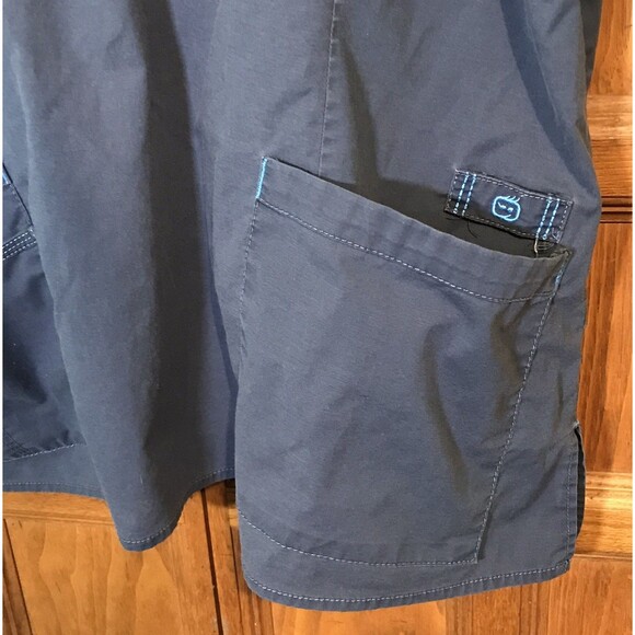 Wonder Winks Flex Scrub Top Women's 3X Navy Cotton Blend Pockets V-Neck Medical - Picture 4 of 8